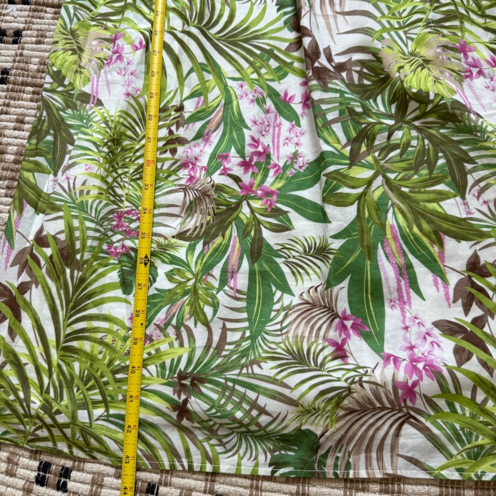 J. Jill Linen Cotton Tropical Floral Striped Midi Vacation Dress Tan Green M - Picture 10 of 11